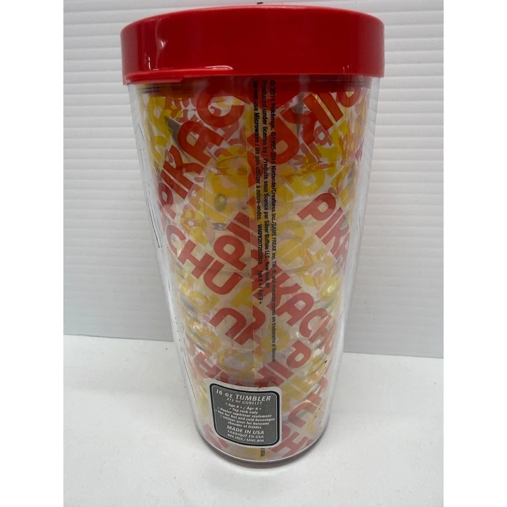 Pokémon Pikachu Tumbler 16oz with Lid 2016 Made In The USA NEW RARE FIND!